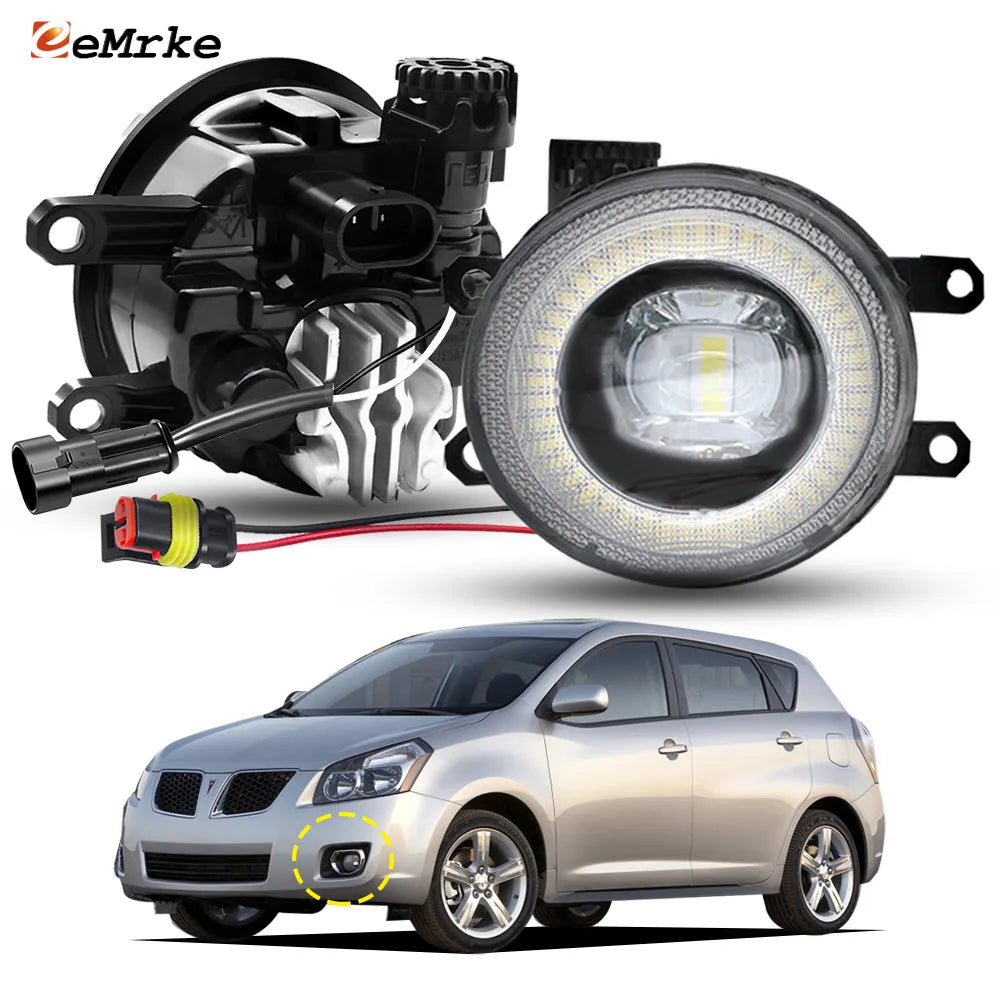 Upgrade Led Fog Light Angel Eye DRL PTF Lamp with Cut-Line Clear Lens for Pontiac Vibe II 2008 2009 2010 ( Except Vibe GT ) — view 1