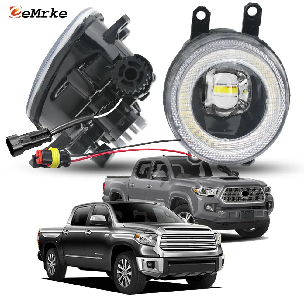 Upgrade LED Fog Light Lens 2~3X Brighter Than Factory with Angel Eye DRL PTF 30W for Toyota Tacoma N300 Tundra XK50 2016-2020 — view 1