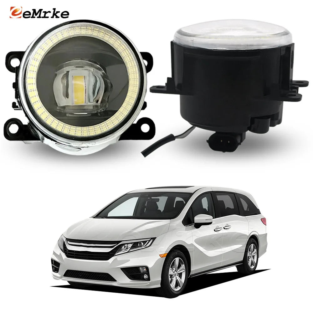 Upgrade LED Fog Lights 30W w/ Clear Lens for Honda Odyssey RL6 VI 2018 2019 2020 Angel Eyes DRL Car PTF Daytime Running Lamp — view 1