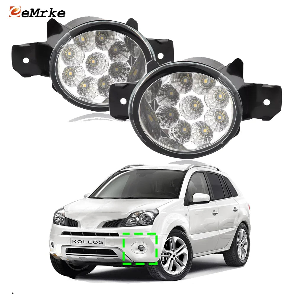 Upgrade Led Fog Lights Assembly for Renault Koleos Samsung QM5 2008 2009 2010 2011 Car PTF Head Lamp DRL Daytime Running Light — view 1