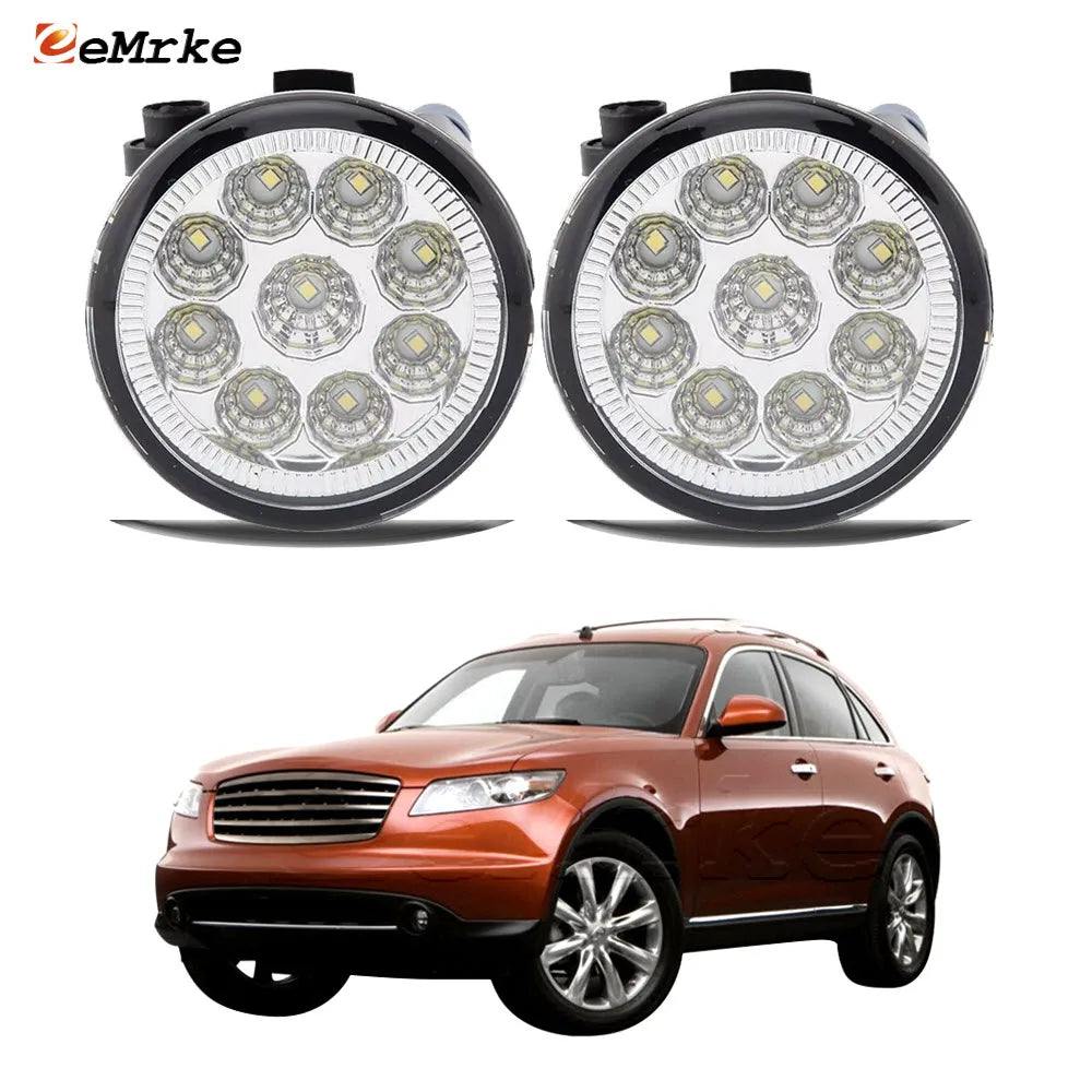 Upgrade Led Fog Lights Assembly PTF for Infiniti FX S50 FX35 FX45 2006 2007 2008 Car DRL Headlights Daytime Running Lamp — view 1