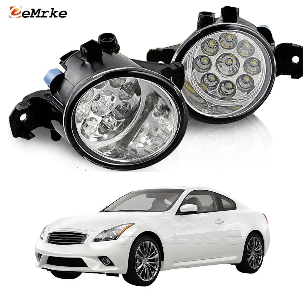Upgrade Led Fog Lights Assembly PTF for Infiniti G37 Q60 Coupe Convertible V36 2011 2012 2013 9-led DRL Daytime Running Light — view 1