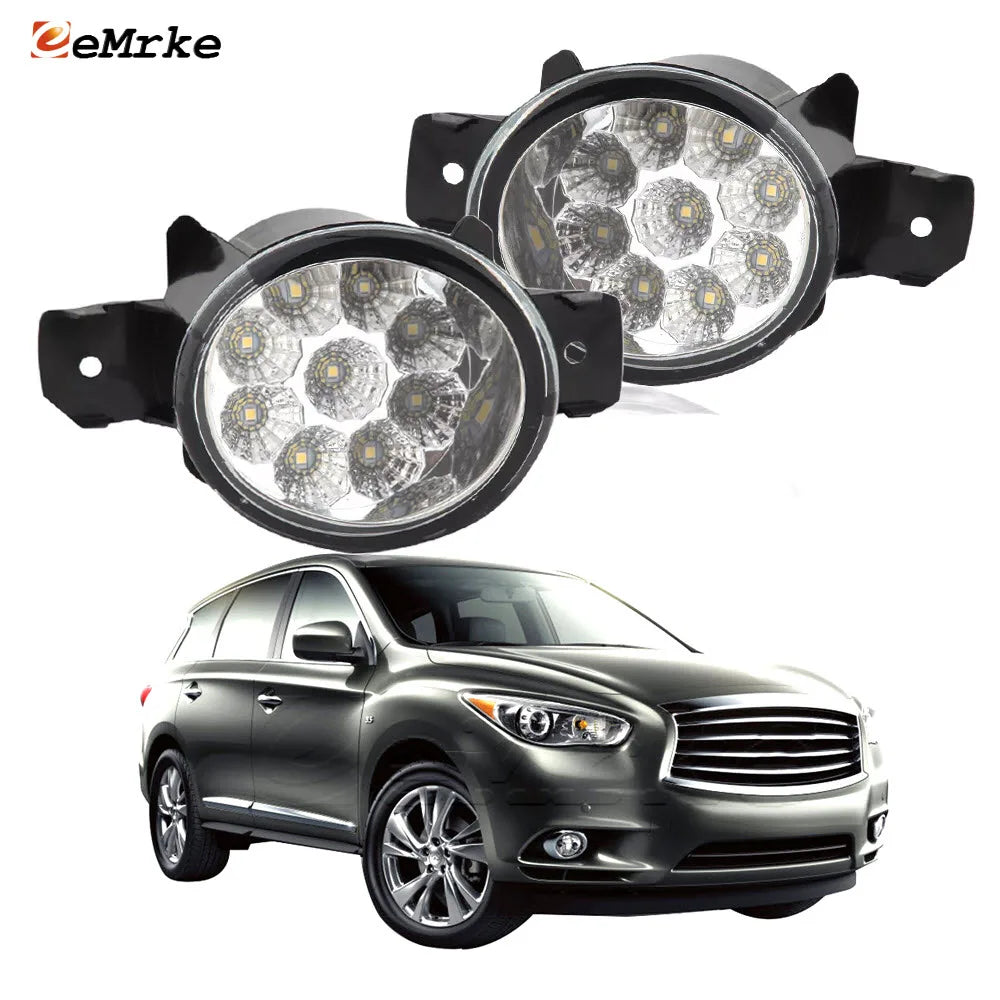 Upgrade Led Fog Lights Assembly PTF for Infiniti JX35 QX60 L50 2013 2014 2015 9-led DRL Headlights Daytime Running Light — view 1