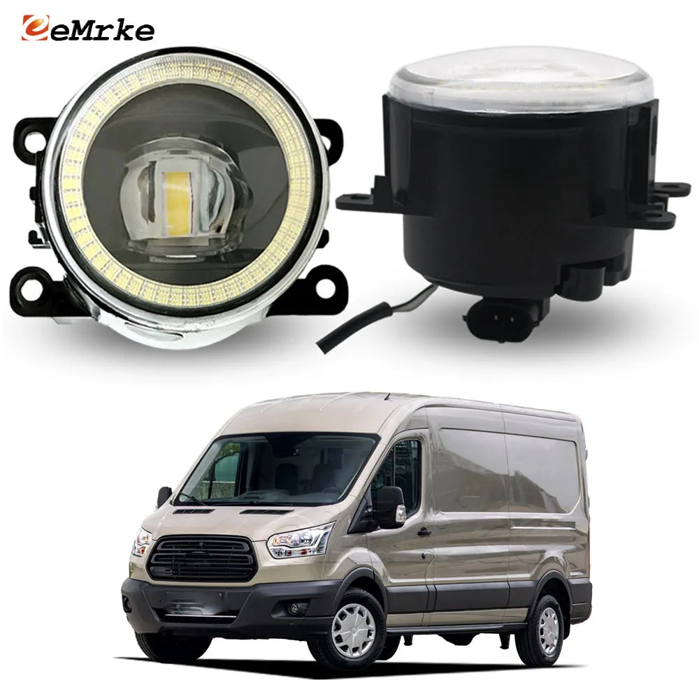 Upgrade Led Fog Lights Assy. for Ford Transit 4 MK IV V363 2014 2015 2016 2017 2018 Angel Eyes DRL Car PTF 30W with Clear Lens — view 1