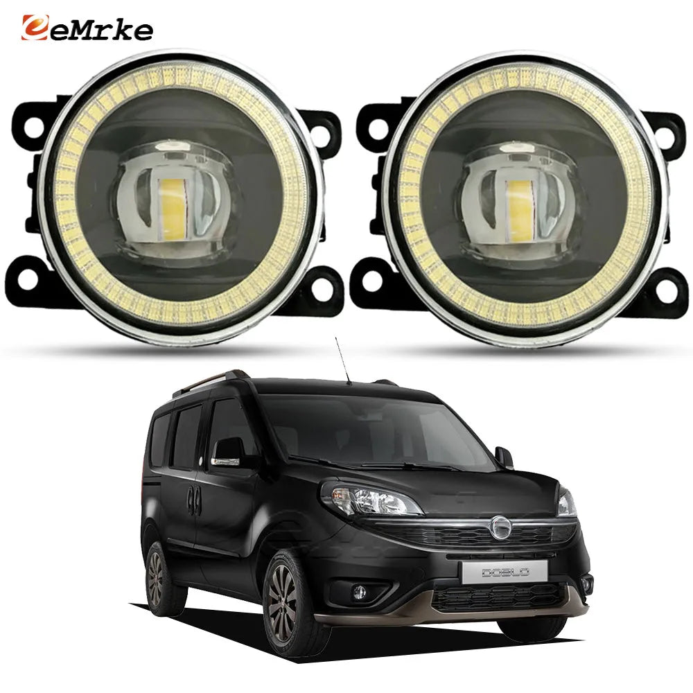 Upgrade Led Fog Lights For Fiat Doblo 152/263 Pratico Ram ProMaster City Type 636 2015-2021 Angel Eyes DRL Car PTF 30W with Lens — view 1