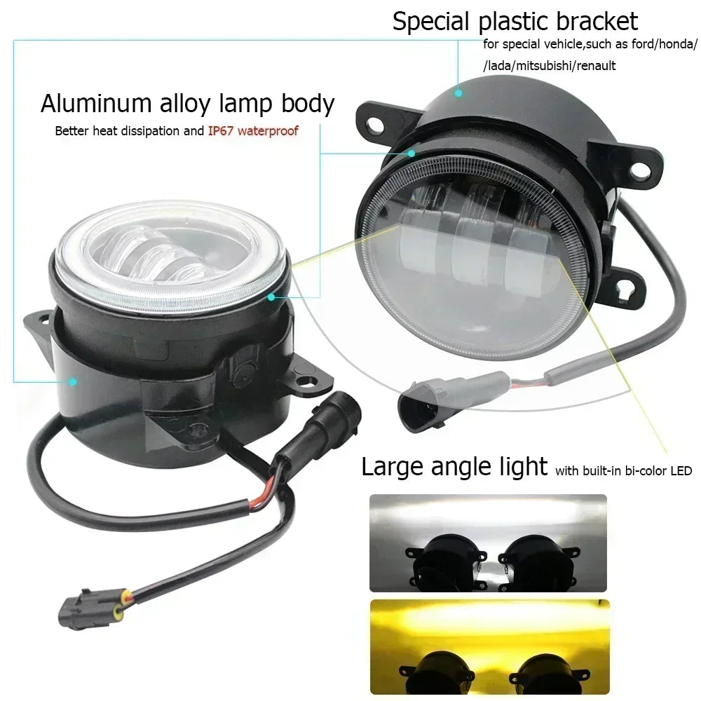 Upgrade Led Fog Lights for Mazda BT-50 Pro Eclipse 2014 2015 2016 with Lens DRL Car PTF Angel Eyes Rings Daytime Running Lamp — view 3
