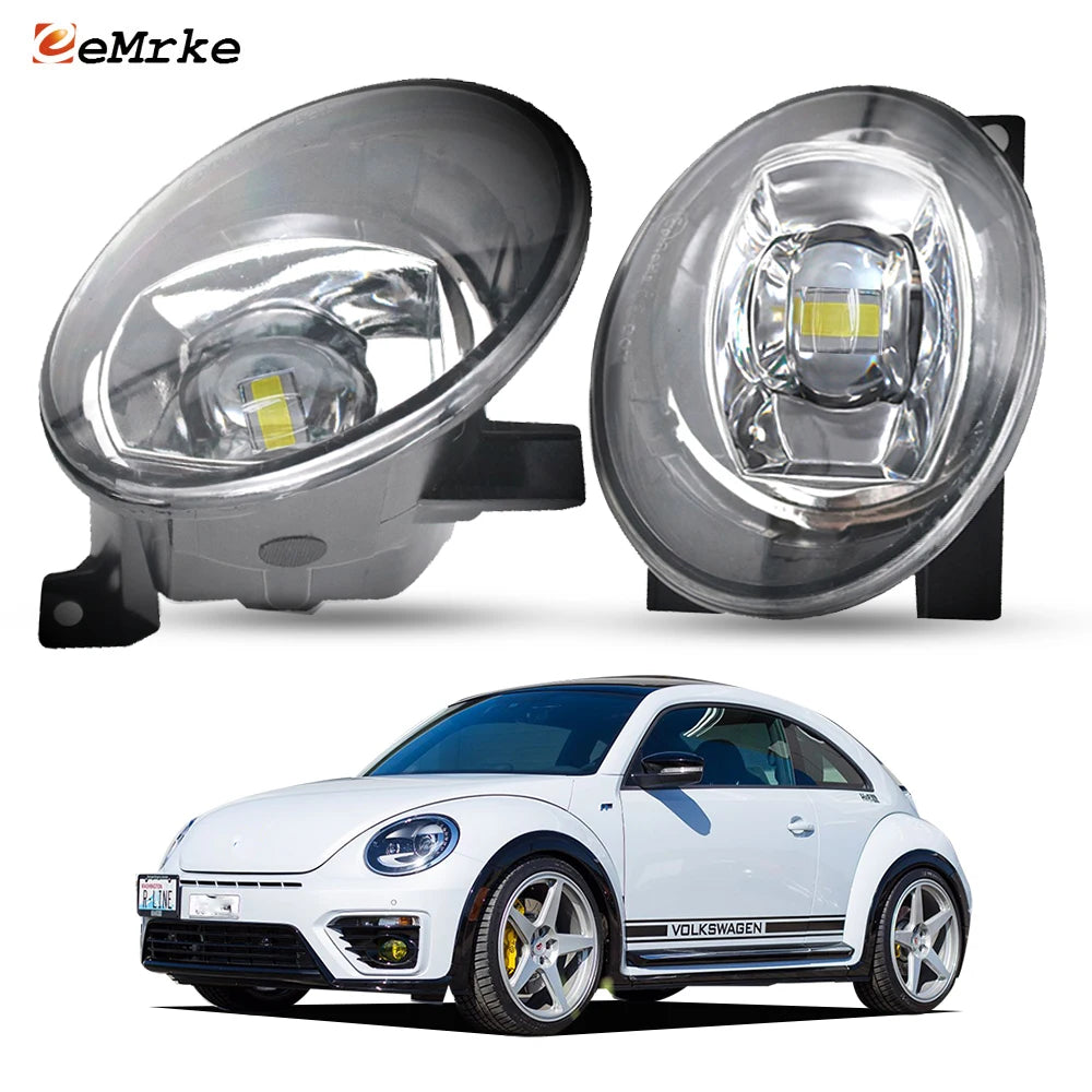 Upgrade Led Fog Lights for Volkswagen Beetle R-Line GSR 2014-2018 2 Pieces with Lens DRL Daytime Running Lamp Front Headlight — view 1