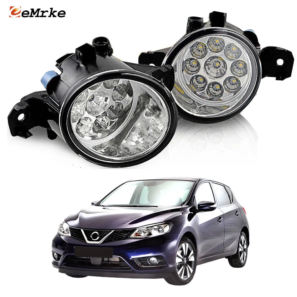 Upgrade Led Fog Lights Lamp Assembly DRL Car PTF Accessories for Nissan Pulsar Hatchback C13 VI Europe 2014 2015 2016 2017 2018 — view 1