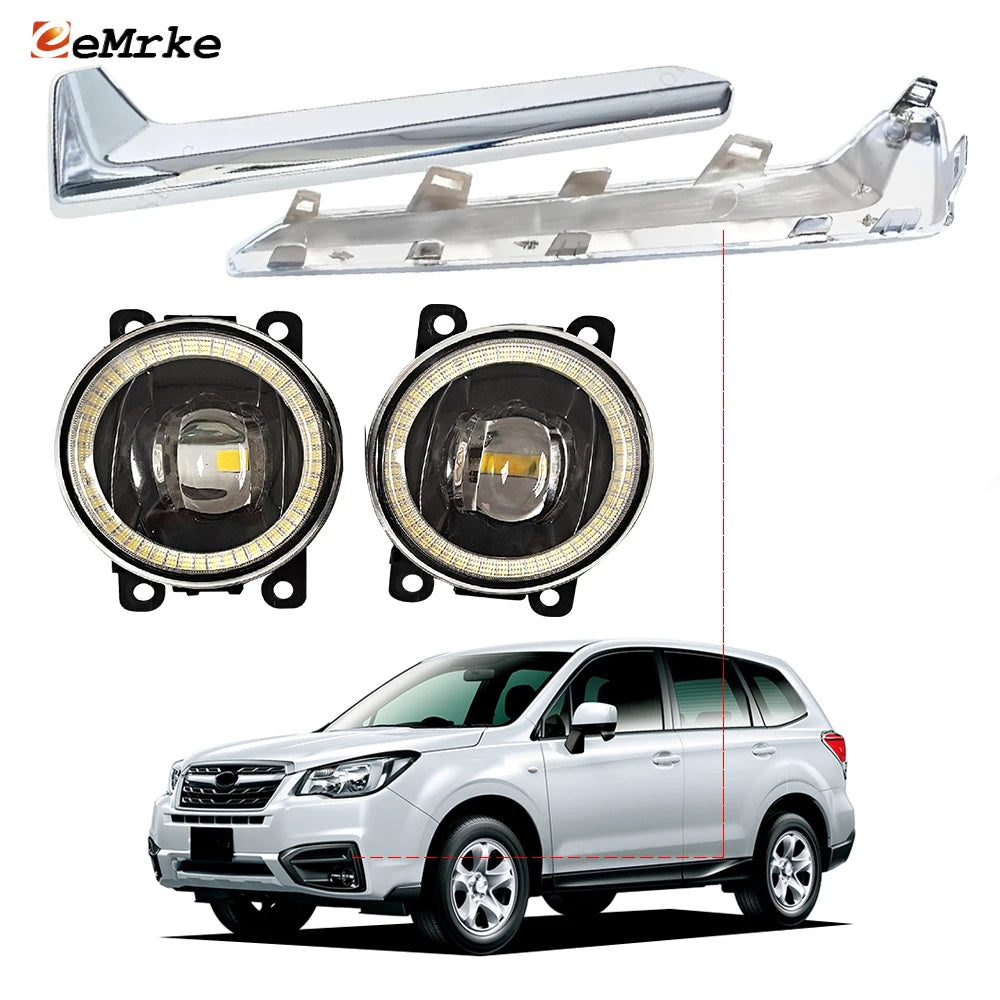 Upgrade LED Fog Lights Lens 30W Angel Eyes DRL For Subaru Forester SJ Facelift 2016 2017 2018 or Halogen Fog Lamp Replacement — view 1