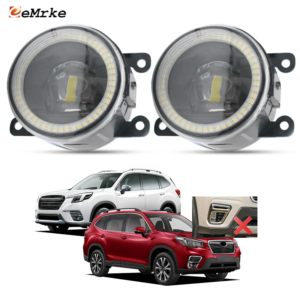 Upgrade LED Fog Lights Lens 30W For Subaru Forester SK 2019 2020 2021 2022 2023 Angel Eyes DRL or Halogen Fog Lamp Replacement — view 1