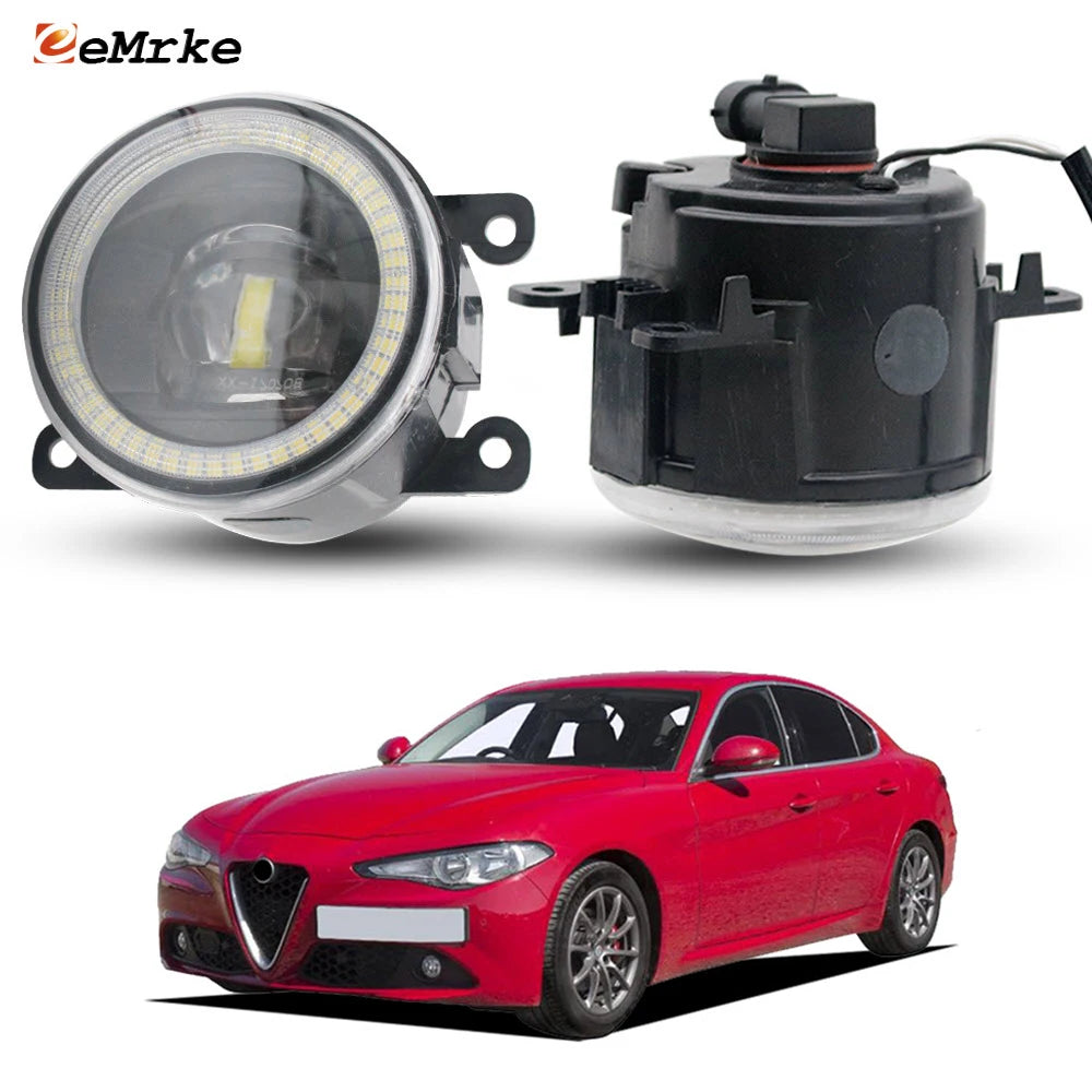 Upgrade Lens Car Fog Lights 30W for Alfa Romeo Giulia 2 952 2017-2023 Angel Eyes DRL Daylight PTF 30W Led Daytime Running Lamp — view 1