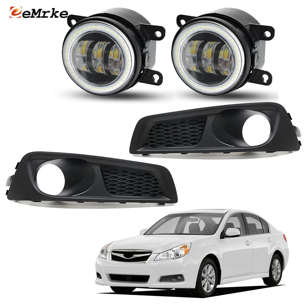 White + Yellow 40W Led Fog Lights Angel Eyes Halo or Choose Fog Lampshade Cover Bumper For Subaru Legacy USA Type 2010 2011 2012 — view 1