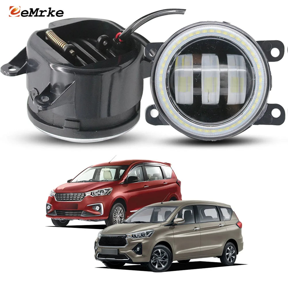 White / Yellow Led Fog Lamp Lens For Toyota Rumion Ertiga NC 2018-2025 Car PTF Front Bumper Angel Eyes DRL Day Lights 40W Pair — view 1