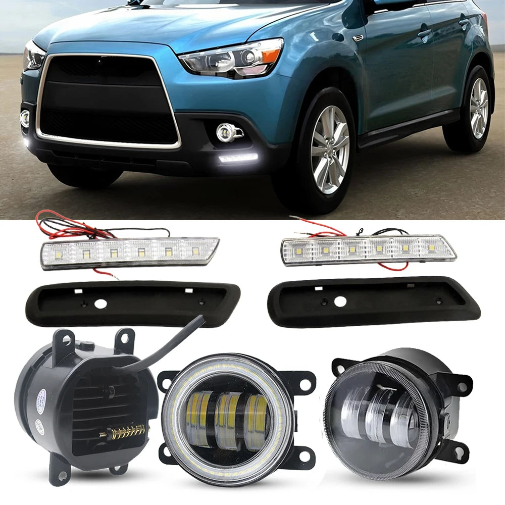 White+ Yellow LED Fog Lights 30W Angel Eyes For Mitsubishi ASX RVR Outlander Sport 2010 2011 2012 Front Daytime Runnin Lamp DRL — view 1