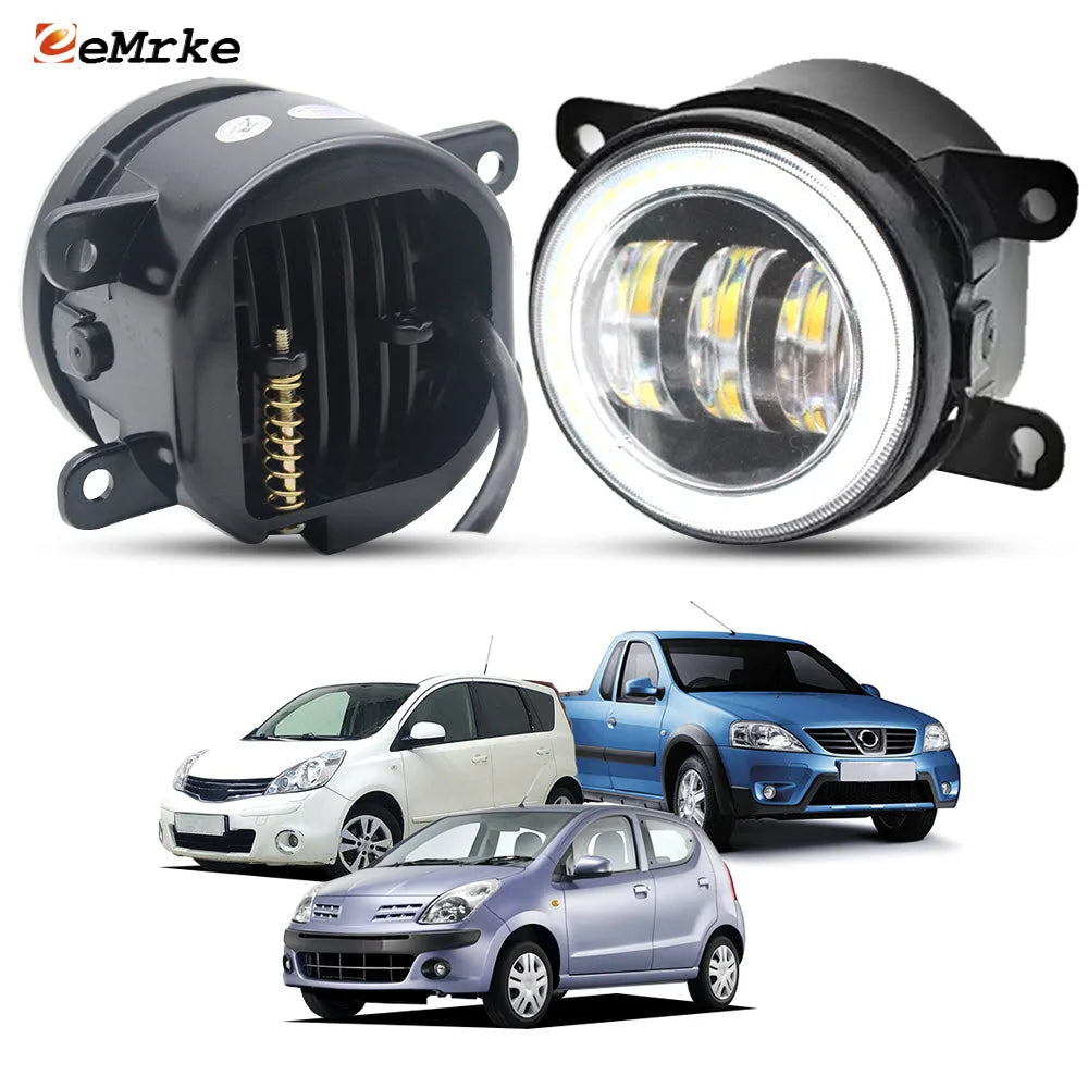 White+ Yellow Led Fog Lights 40W Angel Eyes DRL For Nissan Note E11 2009 2010 2011 NP200 Pixo Leaf ZE0 Daytime Running Lamp — view 1
