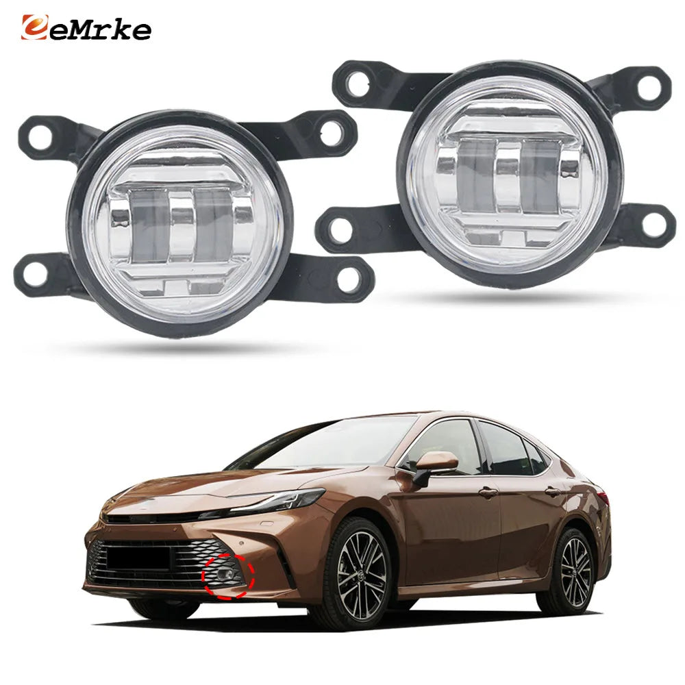 White / Yellow Led Fog Lights Lamp DRL for Toyota Camry HEV 2024 2025 with Lens & Ip67 Waterproof & Plug and Play LEFT and RIGHT — view 1