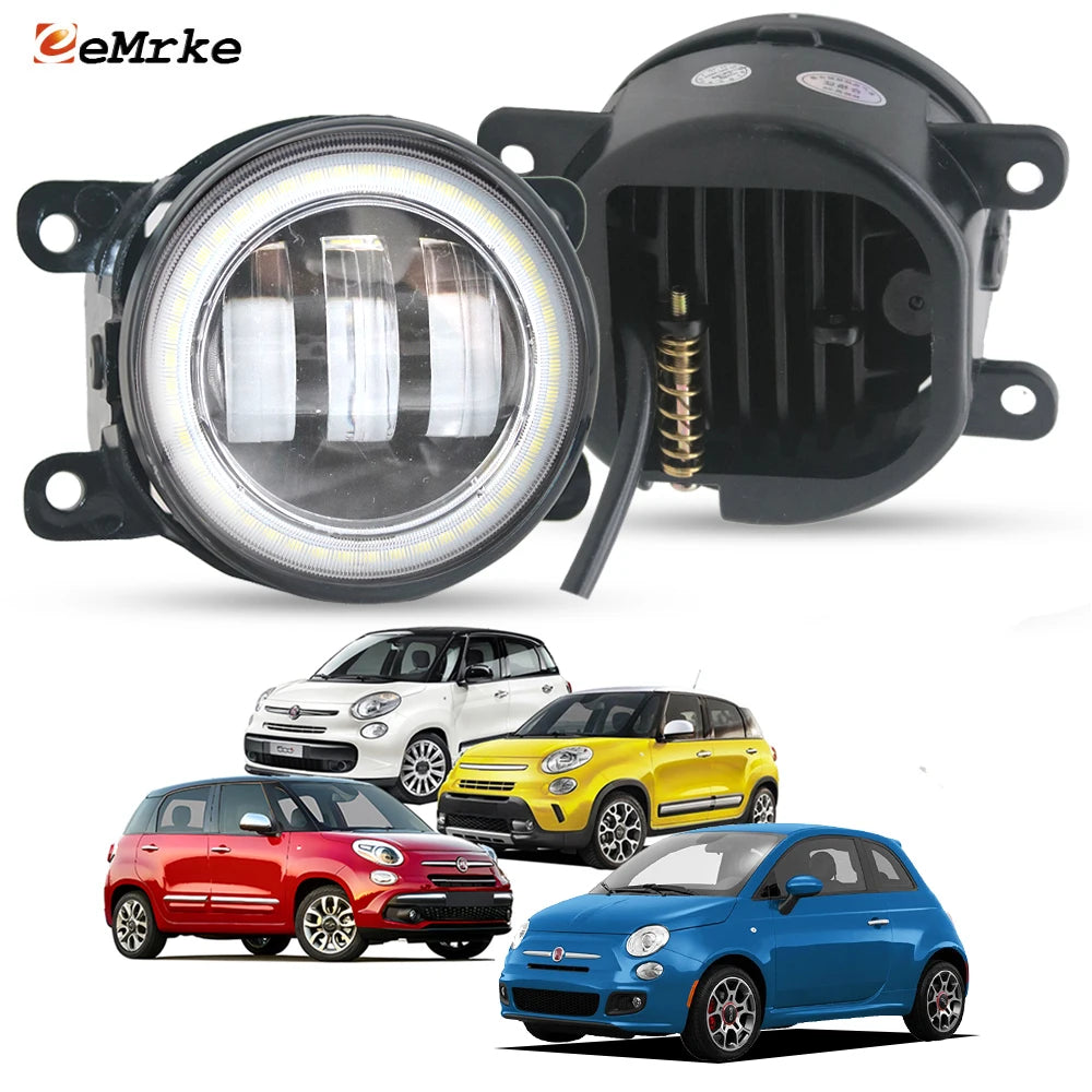 Whtie / Yellow Led Fog Lights Angel Eyes DRL for Fiat 500L 2012-2023 / 500 Sport 2013 2014 2015 Lens Fog Driving Lamp Day Light — view 1
