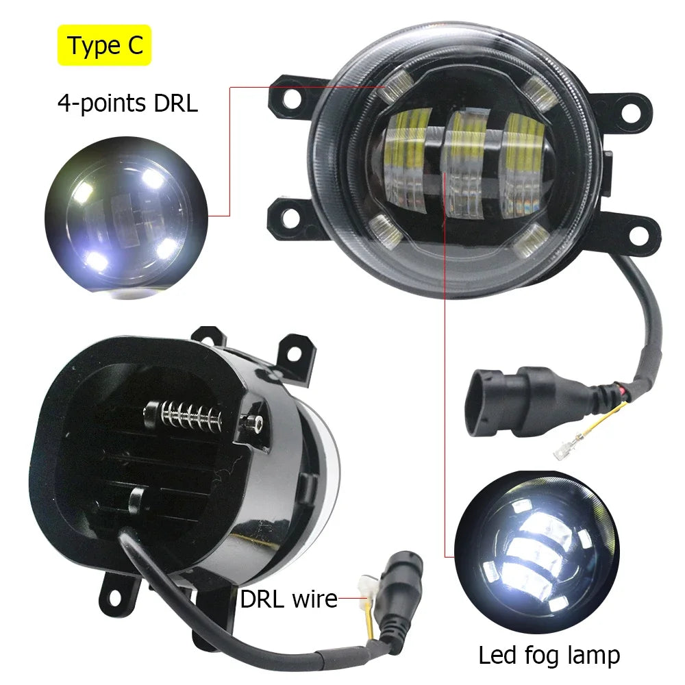 Xenon White & Yellow Fog Light With Lens Add LED Halo DRL Angel Eye Ring for Toyota Tundra XK50 Tacoma N300 2016 '17 '18 19 2020 — view 3